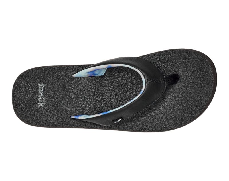 Sanuk Yoga Mat Kids' Flip Flops Black / Blue,Sanuk Philippines | LJ22-5022P2