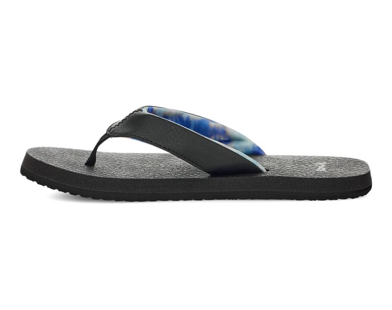 Sanuk Yoga Mat Kids' Flip Flops Black / Blue,Sanuk Philippines | LJ22-5022P2