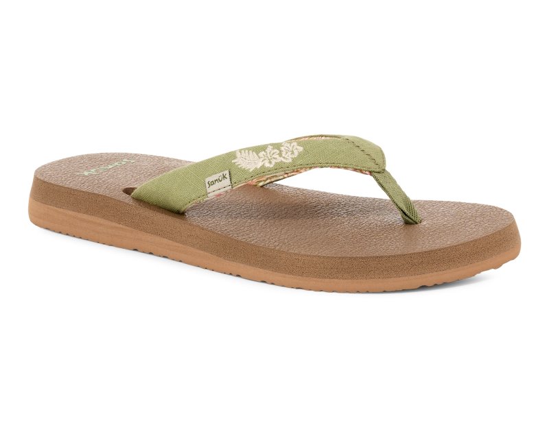 Sanuk Yoga Paradise II Women Flip Flops Green,Sanuk Philippines | KB46-9066P4