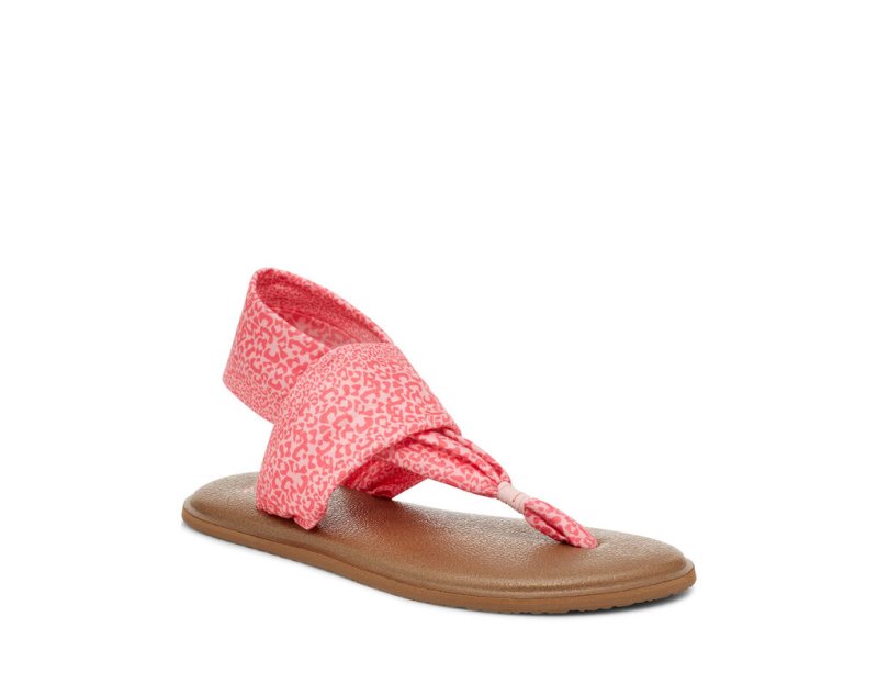 Sanuk Yoga Sling Burst Print Vegan Kids' Sandals Pink Leopard,Sanuk Philippines | BW49-4679V2