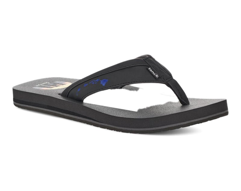 Sanuk Ziggy ST Hawaii Men Flip Flops Black Multicolor,Sanuk Philippines | TL06-8946D4