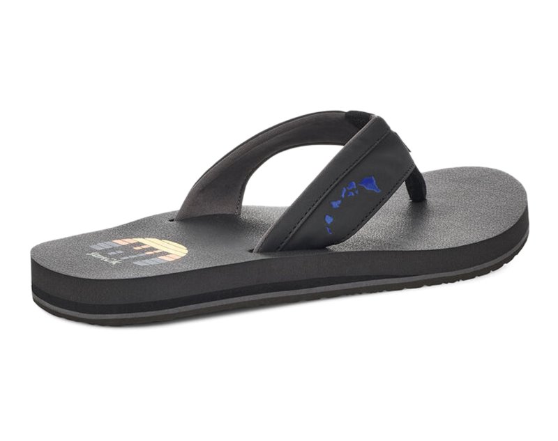 Sanuk Ziggy ST Hawaii Men Flip Flops Black Multicolor,Sanuk Philippines | TL06-8946D4