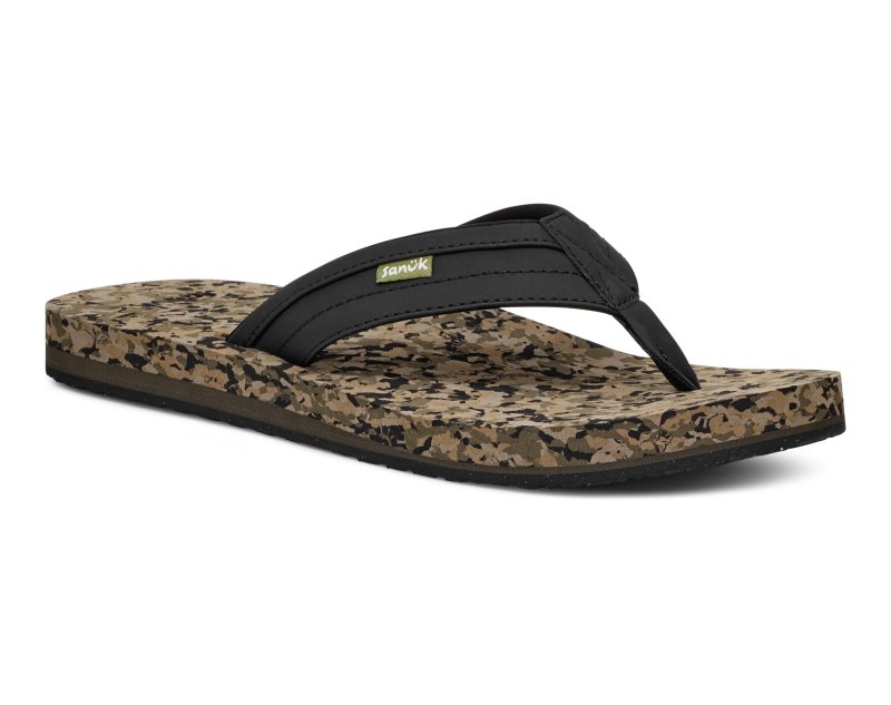 Sanuk Ziggy ST Men Flip Flops Black / Camo,Sanuk Philippines | YO68-9508W8