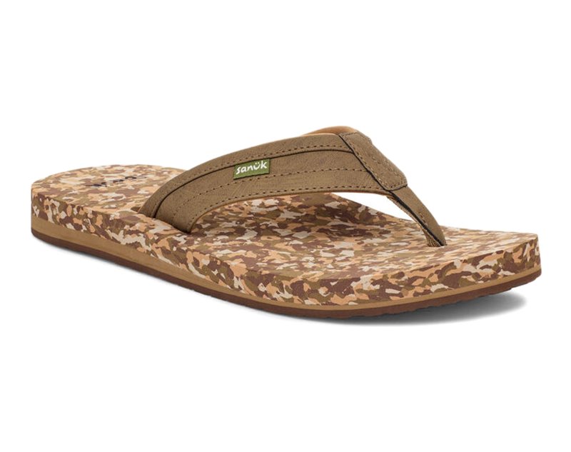 Sanuk Ziggy ST Men Flip Flops Brown / Camo,Sanuk Philippines | XF73-0523U4