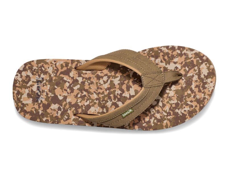 Sanuk Ziggy ST Men Flip Flops Brown / Camo,Sanuk Philippines | XF73-0523U4