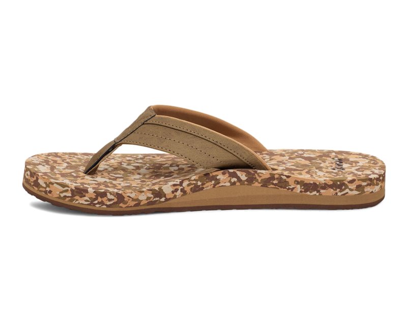 Sanuk Ziggy ST Men Flip Flops Brown / Camo,Sanuk Philippines | XF73-0523U4