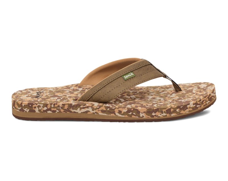 Sanuk Ziggy ST Men Flip Flops Brown / Camo,Sanuk Philippines | XF73-0523U4